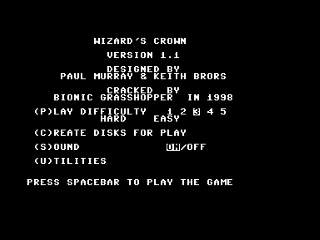 Wizards Crown title screen for Commodore 64